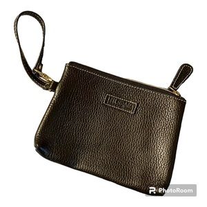 J.McLaughlin wristlet - black faux pepple leather - NWOT - silver tone metal